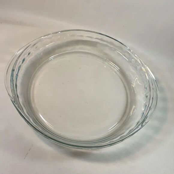 Mexico Other - 9 1/2 Inches Glass Pie Plate Fluted 2 Handles Mexico Heavy Durable Baking Home